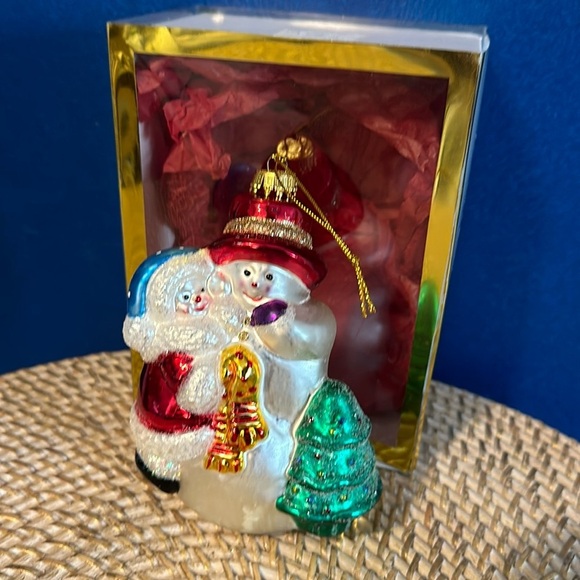 Vintage Spiegel Handblown & Handpainted Snowman & Snowchild Christmas Ornament - Picture 1 of 6